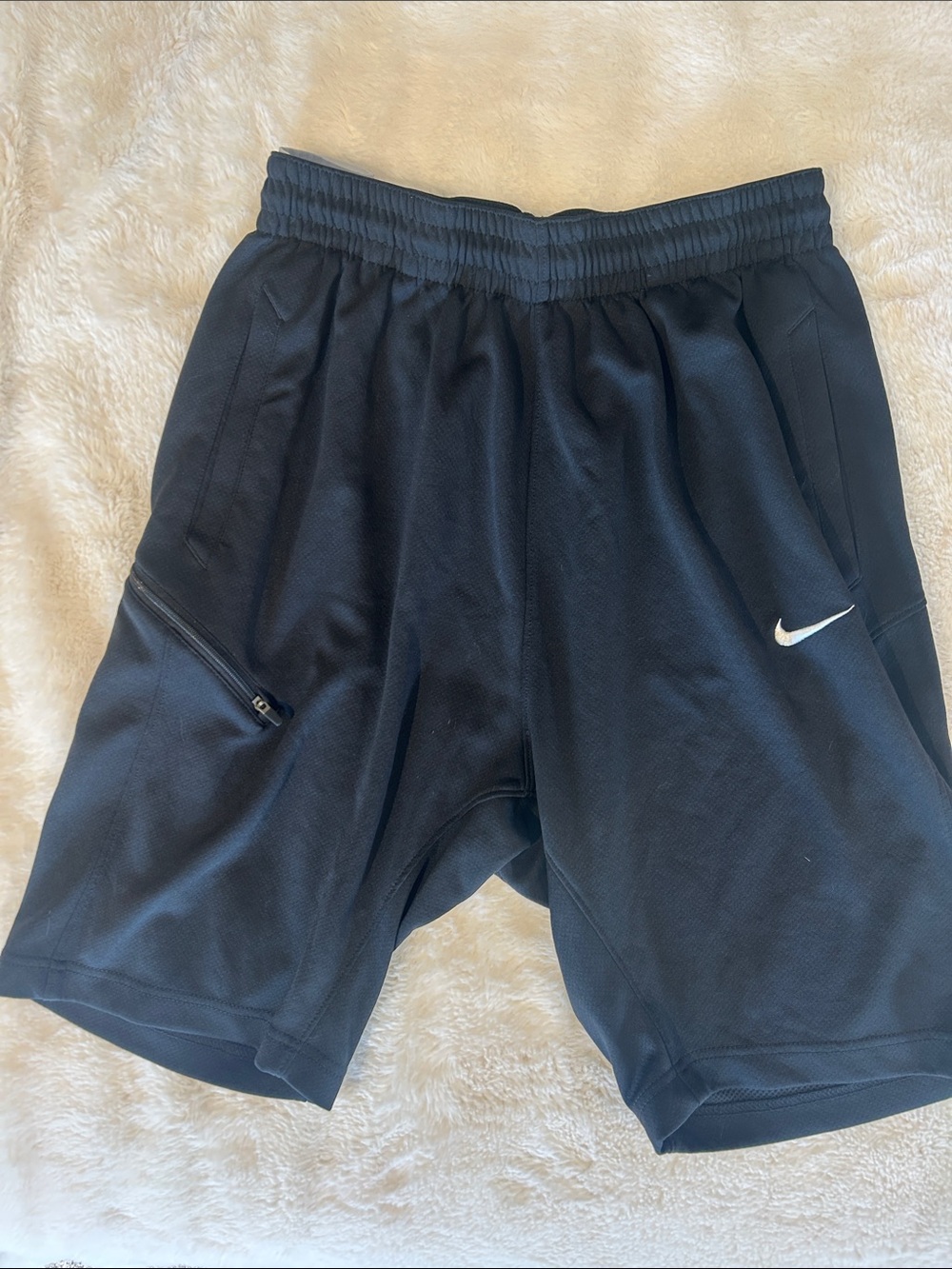 Nike Men’s Black Athletic Shorts with White Swoosh